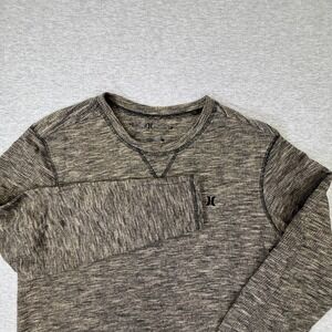 Hurley Mens Long Sleeve Thermal Shirt Space Dye Crew Neck Brown Black M